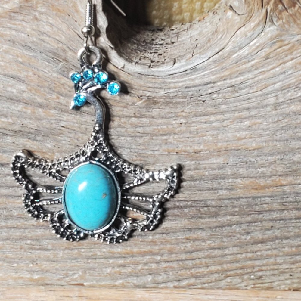 Gianna - Genuine Turquoise and Sterling Silver Earrings - Picture 6 of 8